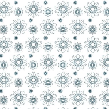 Beyaz Arkaplanda Soyut Ayçiçeği Deseni