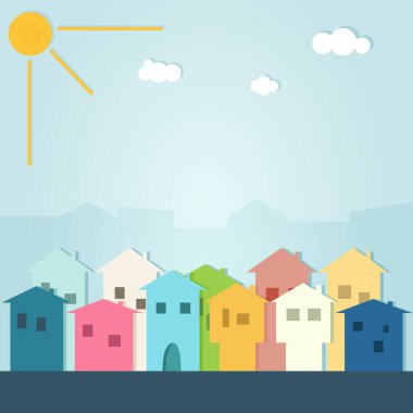 Kiralık / Satılık Sahil Evleri. Gayrimenkul Konsepti, Şehir Bulutu.