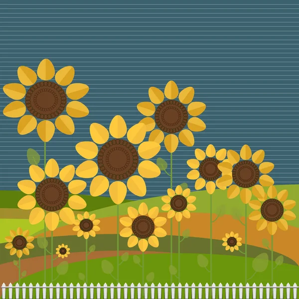 Bunte Illustration Mit Sonnenblumen — Stockvektor