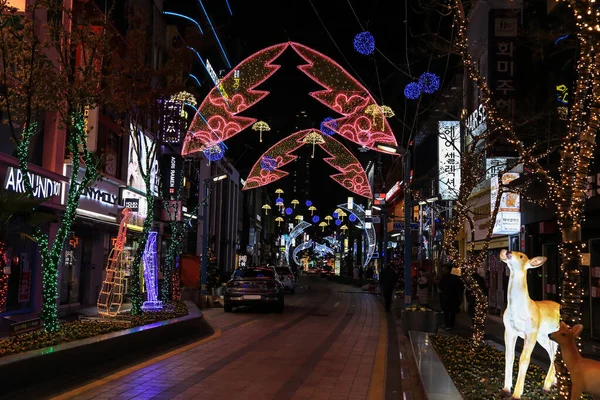 Busan Korea January 2020 Christmas Illumination Gwangbok Street — Stock Photo, Image