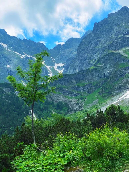 Polskie Tatry Letni Krajobraz Gór Nieba Chmurami — Zdjęcie stockowe