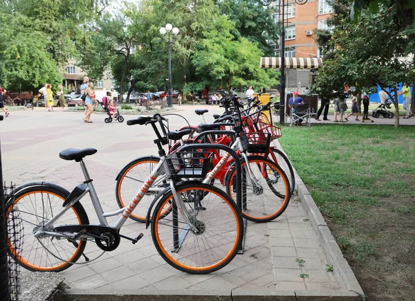 Rostov Don Russia August 2020 Parking Lot Rental Bicycles Pushkinskaya — Stock Photo, Image