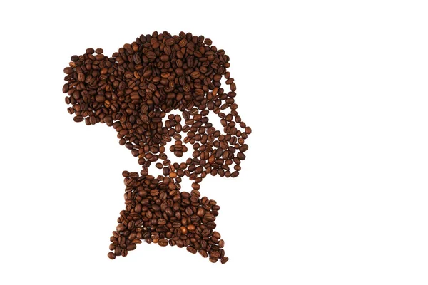 Портрет Красивой Афро Женщины Кофейных Зерен Изолированный Белом Фоне Копировальным — стоковое фото