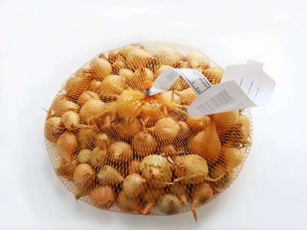 Förpackning Lökfrön Allium Cepa Rutnät Paket Med Intyg Växtpass För — Stockfoto