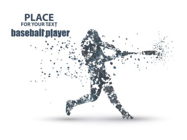 Baseball Batter Hitting Ball, particle divergent composition clipart