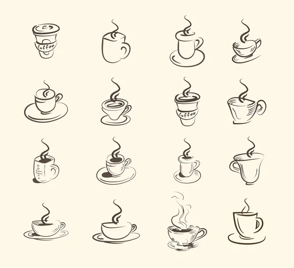 Чашка горячего напитка, кофе, чая и т.д., большой набор — стоковый вектор