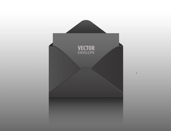 Enveloppe vectorielle. Noir ouvert isolé sur un fond. Modélisation réaliste . — Image vectorielle