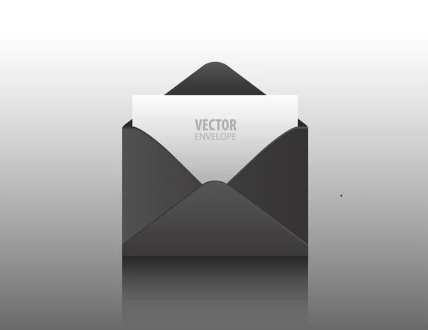 Vector envelop. Zwart geïsoleerd geopend op een achtergrond. Realistische mockup. — Stockvector