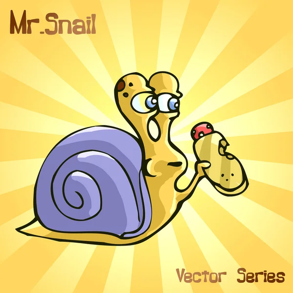 Mr. Snail with food. vector illustration — Stock Vector