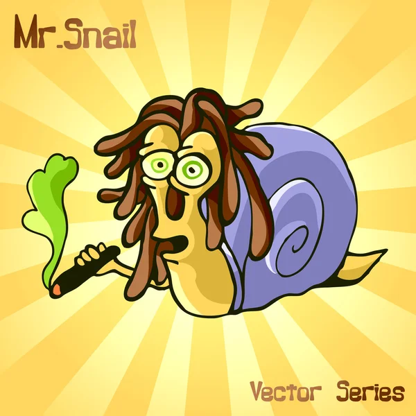 Mr. Snail with Dreadlocks. vector illustration — Stock Vector