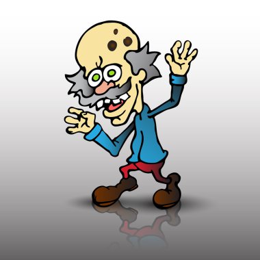 Çılgın bilim adamı karikatür. vektör çizim