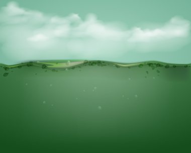 Sualtı bölümü ve clouds.vector illüstrasyon