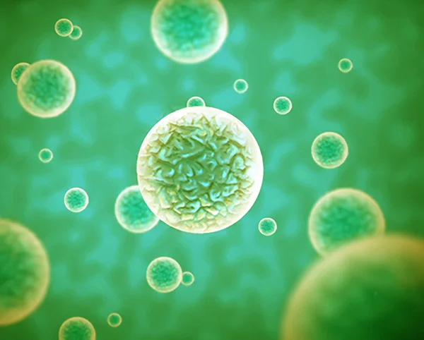 Зеленый фон с бактериями — стоковое фото