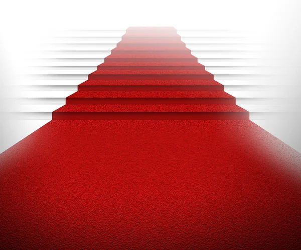Schodiště s červeným kobercem — Stock fotografie