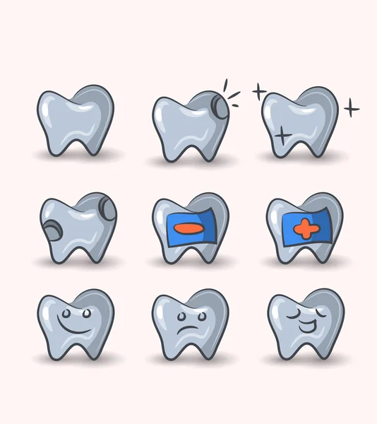 Set of cartoon teeth — Stock Vector