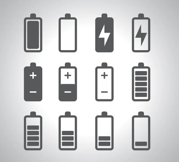 Zestaw ikon baterii — Wektor stockowy