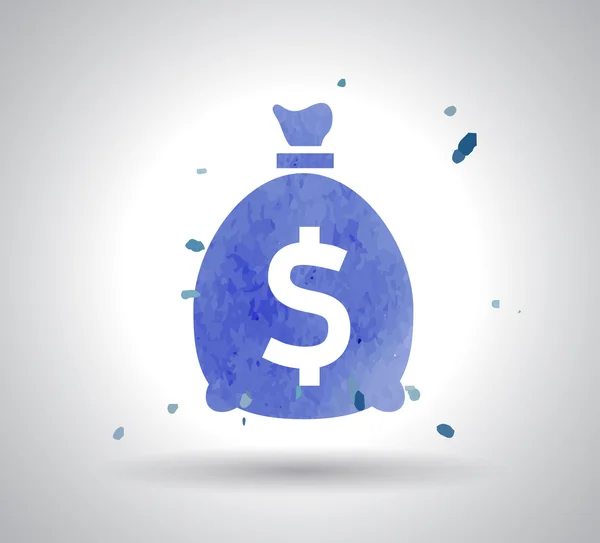 Aquarelle icône sac d'argent — Image vectorielle