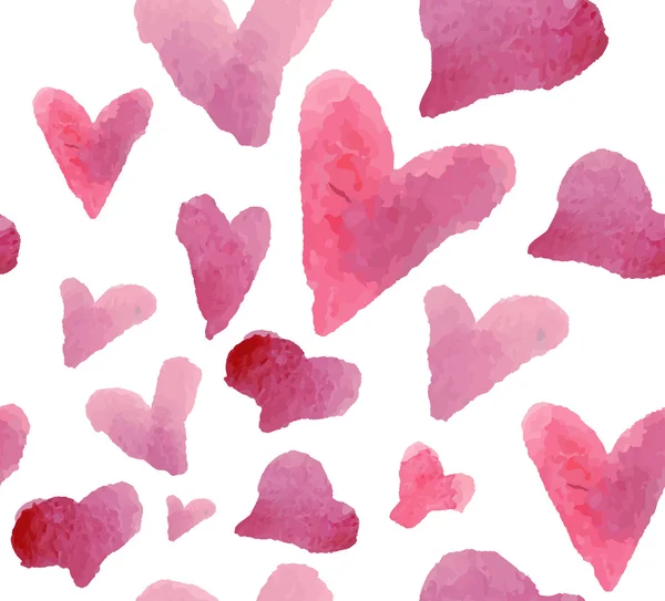 Pink watercolor painted hearts — Stock Vector