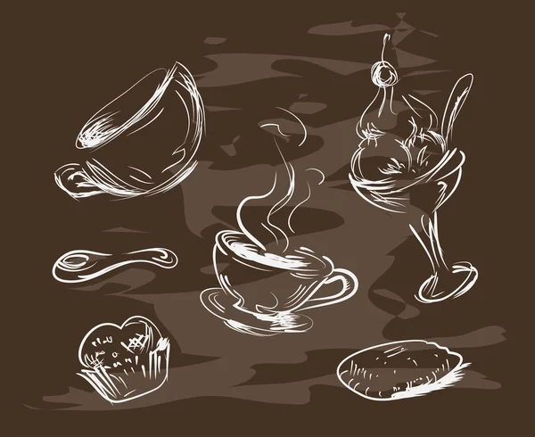 Handritade kaffe med godis — Stock vektor