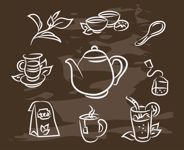 Kolekcja ręcznie rysowane herbaty — Wektor stockowy
