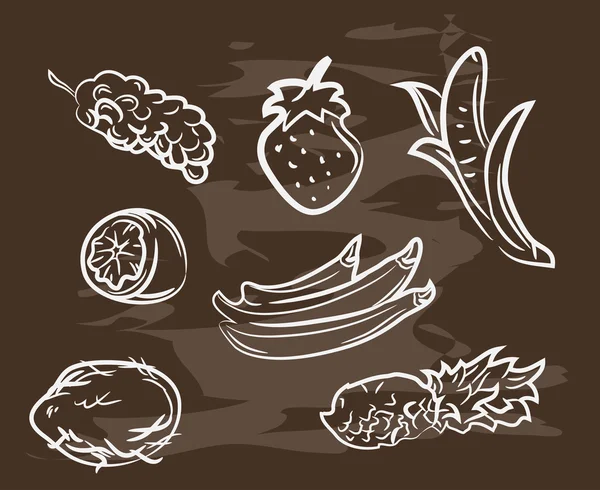 Collecte de fruits dessinés à la main — Image vectorielle