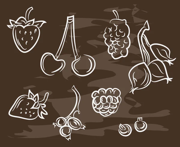 Collecte de fruits dessinés à la main — Image vectorielle