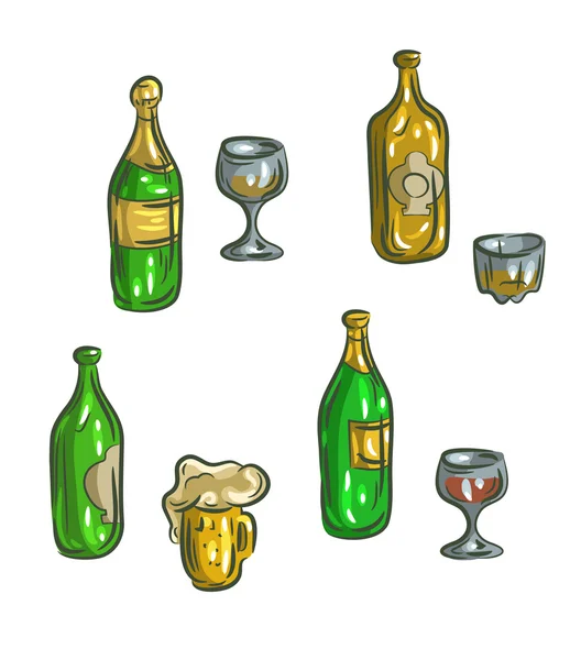 Conjunto de menu Doodle drink — Vetor de Stock