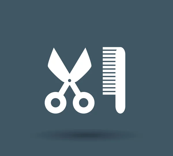 Peigne cheveux avec ciseaux signe — Image vectorielle