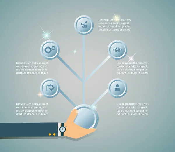 Plantilla de opciones de infografía de mano de negocios — Vector de stock