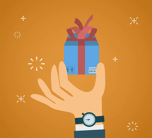 Hand giving present — Stock Vector