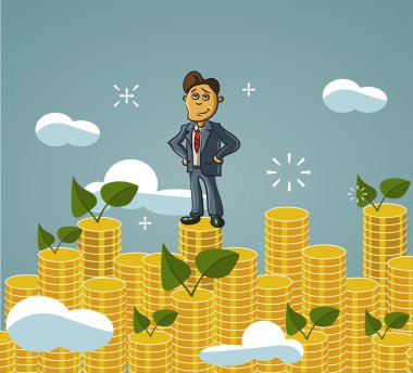 para merdiven üzerinde duran işadamı