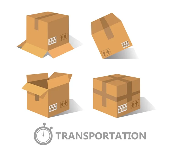 Flat boxes icons set. — Stock Vector