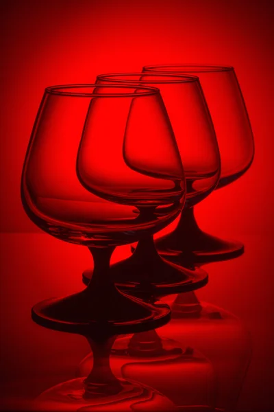 Három pohár vörös fény — Stock Fotó