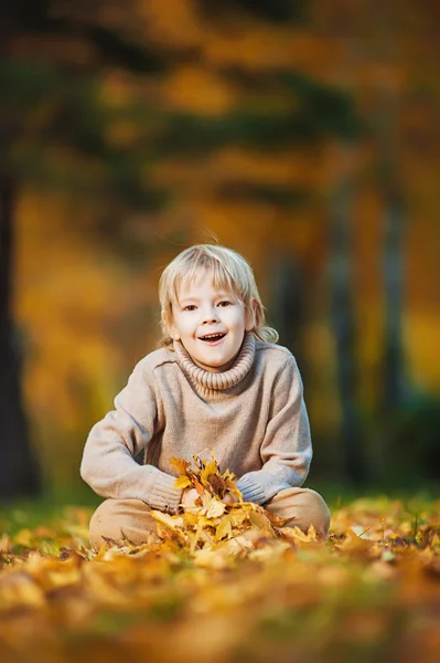 Ragazzo autunno giorno — Foto Stock