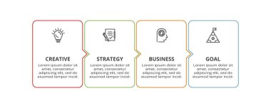 4 adım, seçenek, parça veya süreçle bilgi için yaratıcı bir kavram.
