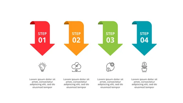 Abstrakte Pfeile Des Diagramms Diagramm Mit Schritten Optionen Teilen Oder — Stockvektor