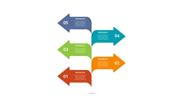 Flechas Abstractas Del Gráfico Diagrama Con Pasos Opciones Partes Procesos — Archivo Imágenes Vectoriales