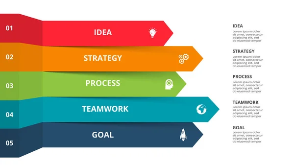 Flechas Abstractas Del Gráfico Diagrama Con Pasos Opciones Partes Procesos — Archivo Imágenes Vectoriales