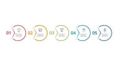 Grafiğin soyut okları, 5 adımlı diyagram, seçenekler, bölümler veya süreçler.