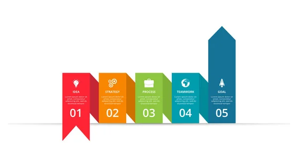 Abstrakte Pfeile Des Diagramms Diagramm Mit Schritten Optionen Teilen Oder — Stockvektor