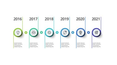 6 unsurlu zaman çizelgesi, web, iş ve sunumlar için bilgi şablonu