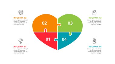 4 adım, seçenek, parça veya süreçle bilgi için yaratıcı bir kavram.