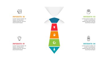 4 adım, seçenek, parça veya süreçle bilgi için yaratıcı bir kavram.