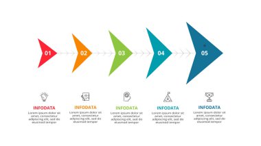 5 adım, seçenek, parça veya süreçle bilgi için yaratıcı bir kavram.