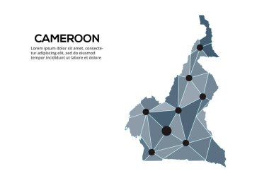 Kameralı iletişim ağı haritası. Şehir ışıklarıyla düşük polyester küresel haritanın vektör görüntüsü.