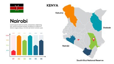 KENYA haritası. KENYA bölgeleri biçiminde küresel bir haritanın resmi