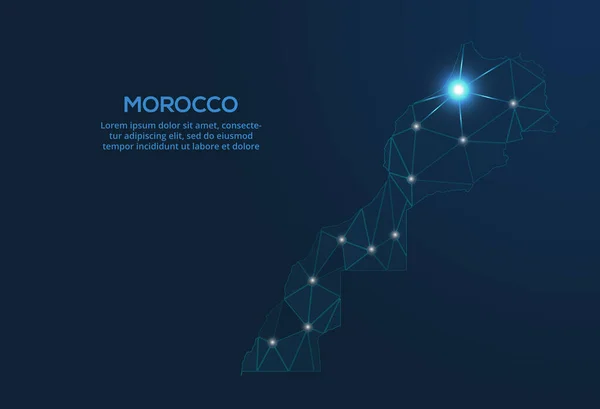 Χάρτης Δικτύου Επικοινωνιών Μαρόκου Διανυσματική Χαμηλή Πολυ Εικόνα Ενός Παγκόσμιου — Διανυσματικό Αρχείο