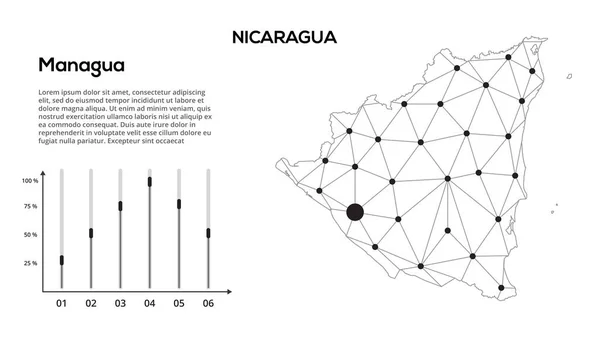 니카라과 네트워크 도시의 안개낀 지도를 — 스톡 벡터
