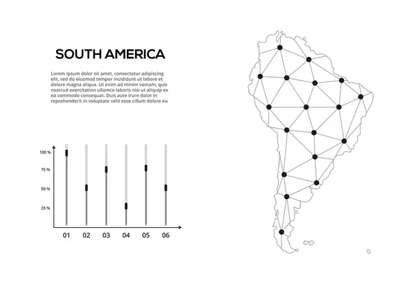 남미의 네트워크 도시의 안개낀 지도를 — 스톡 벡터