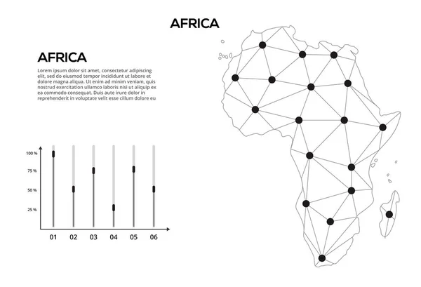 Carte Réseau Communication Afrique Image Vectorielle Une Carte Mondiale Basse — Image vectorielle